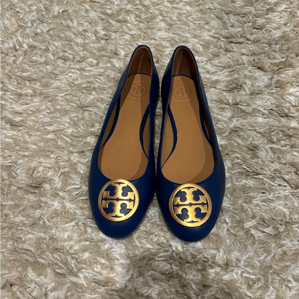 Tory Burch Benton Ballet Flat Nappa Leather Fresh Blueberry Size US 6.5